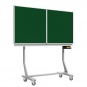 Klapp-Tafel fahrbar, Mittelfläche 200x100 cm, Flügel 100x100 cm, Stahlemaille grün, 